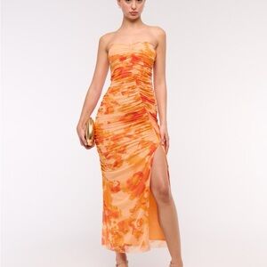 Abercrombie & Fitch Strapless Orange Floral Dress